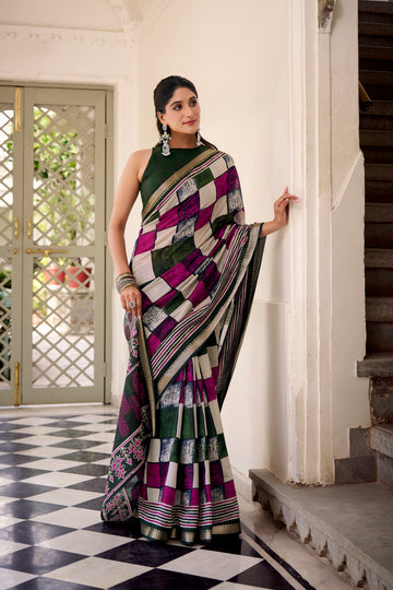 TILTON OCCASION SPECIAL POLYESTER VISCOSE CHANDERI ZARI WEAVING SAREE