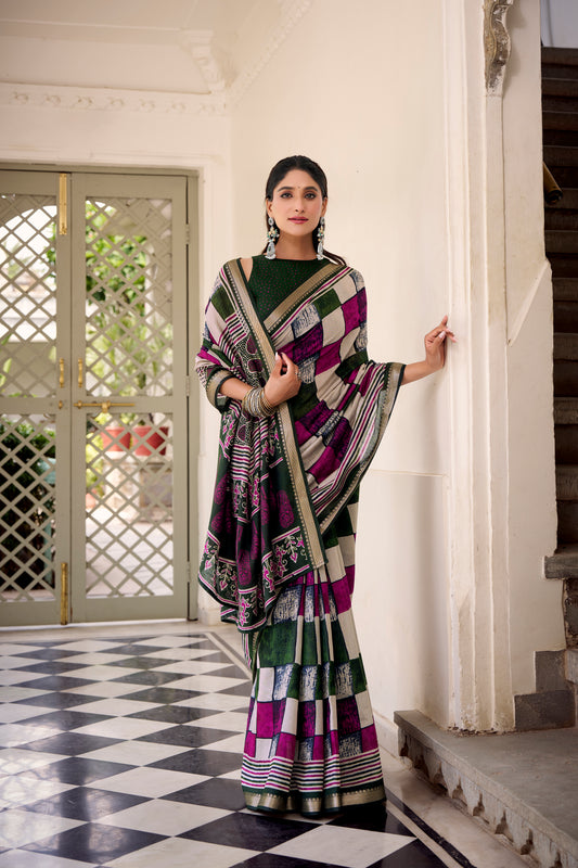 TILTON OCCASION SPECIAL POLYESTER VISCOSE CHANDERI ZARI WEAVING SAREE