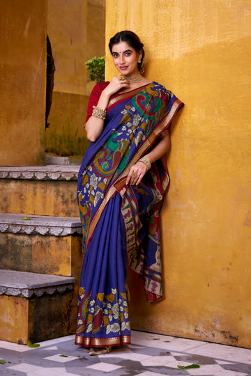 TILTON OCCASION SPECIAL POLYESTER VISCOSE CHANDERI ZARI WEAVING SAREE