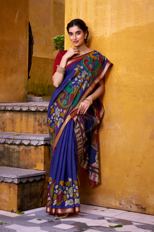 TILTON OCCASION SPECIAL POLYESTER VISCOSE CHANDERI ZARI WEAVING SAREE