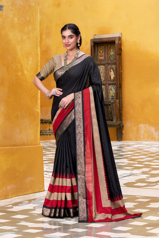 TILTON OCCASION SPECIAL POLY COTTON PRINTED ZARI WEAVING SAREE