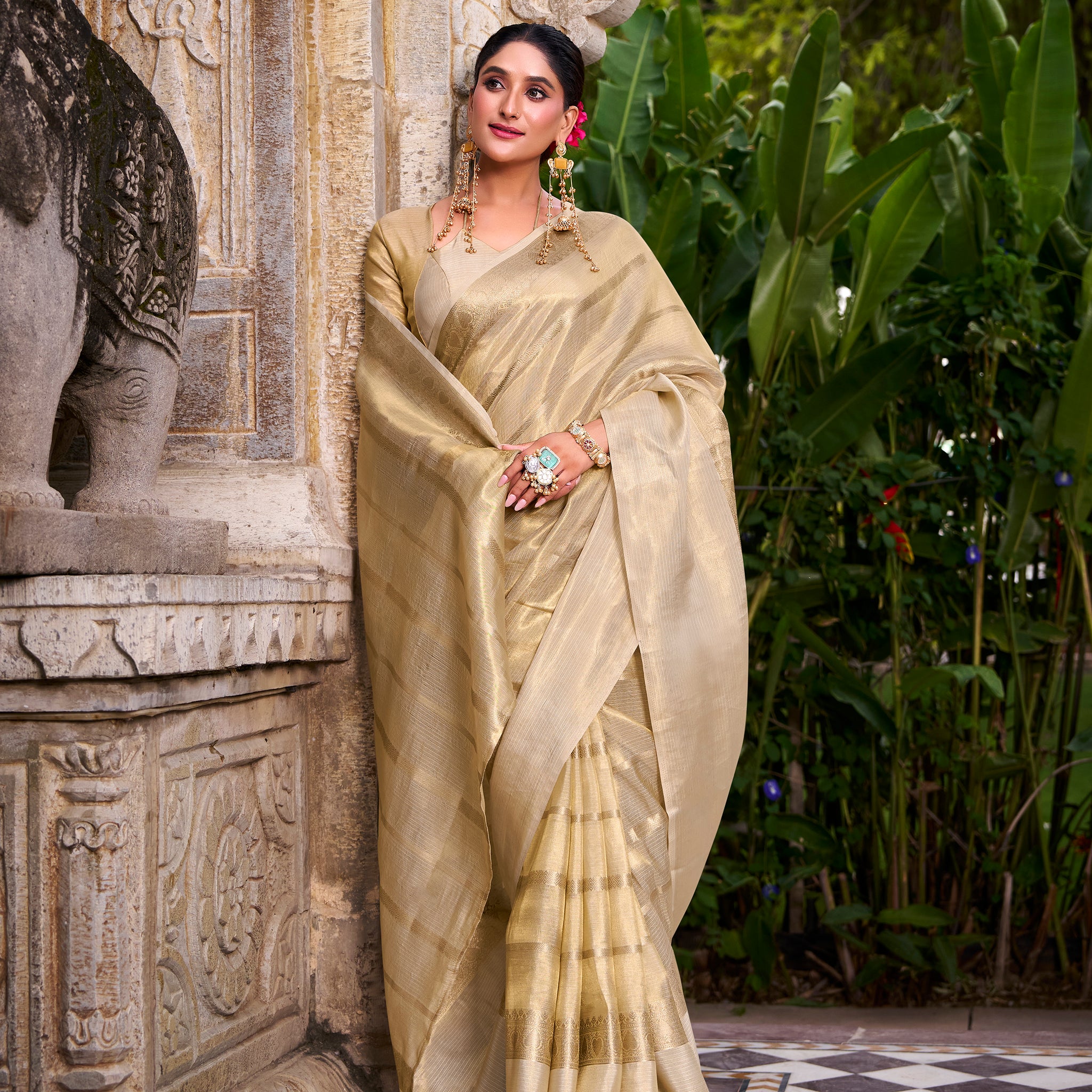 TILTON OCCATION SPECIAL GOLD TISSUE ZARI WEAVING SAREE
