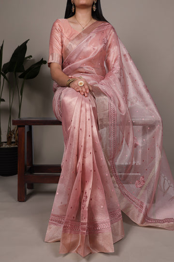 TILTON OCCASION SPECIAL POLY SHIMMER THREAD EMBROIDERED WORK SAREE