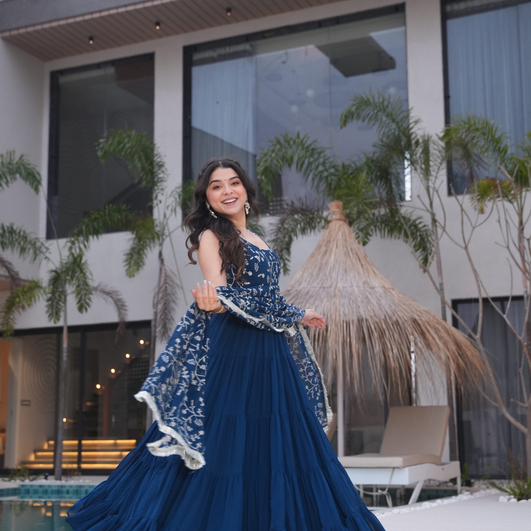 TILTON WEDDING SPECIAL SOFT GEORGETTE EMBROIDERED GOWN WITH DUPATTA