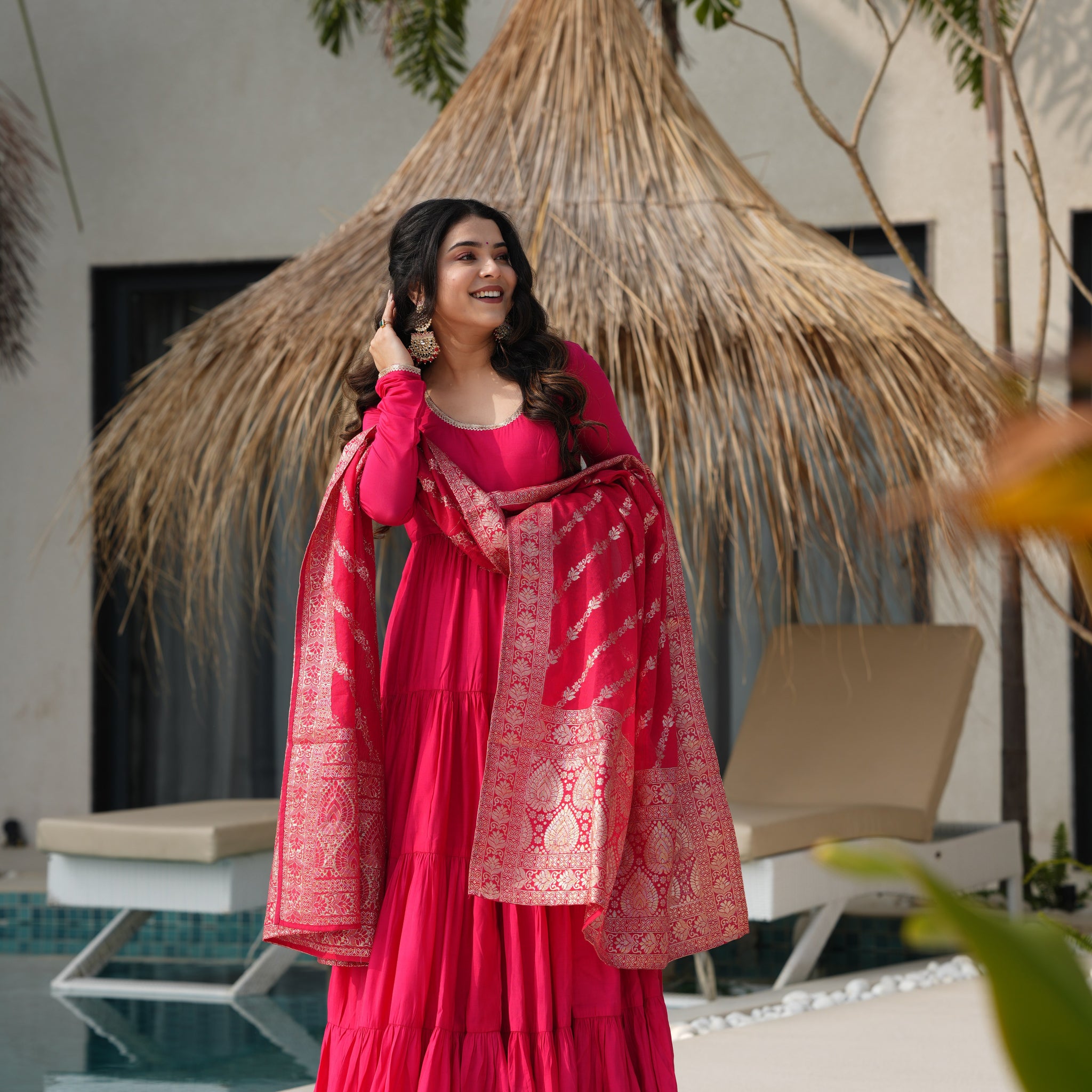 TILTON WEDDING SPECIAL MICROCRAPE GOWN WITH JAQUARD DUPATTA