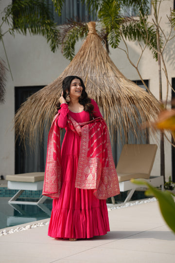 TILTON WEDDING SPECIAL MICROCRAPE GOWN WITH JAQUARD DUPATTA