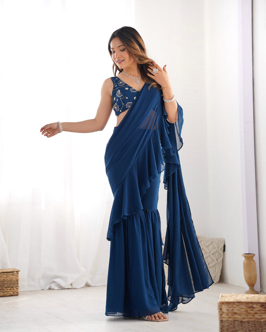 TILTON FOX GEORGETTE FANCY WORK READY TO WEAR SHARARA SAREE