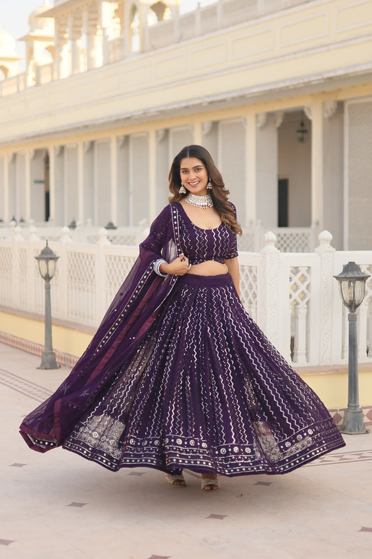 Tilton Designer Lehenga collection Made with Faux Blooming With Sequins And thread Embroidered work Lehenga Choli with Dupatta