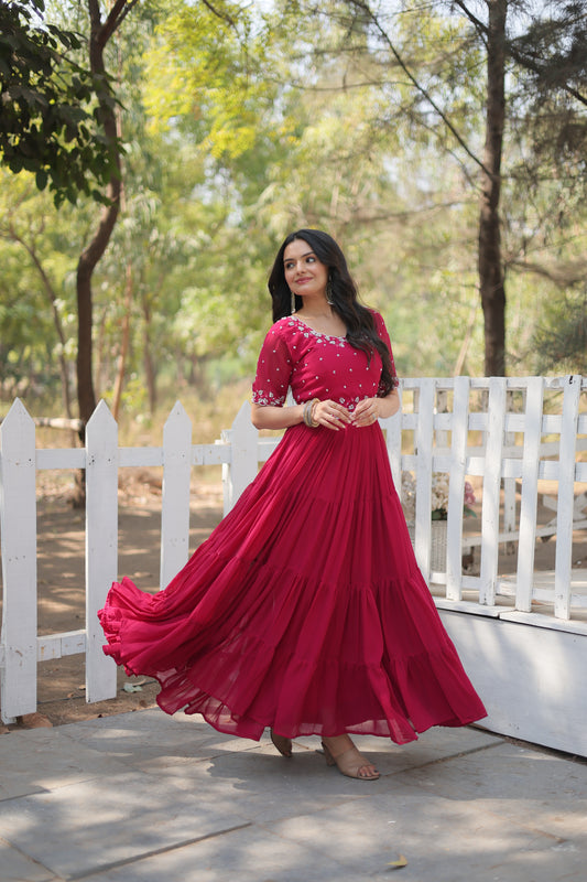 TILTON FESTIVAL SPECIAL BEADS EMBROIDERY WORK GOWN