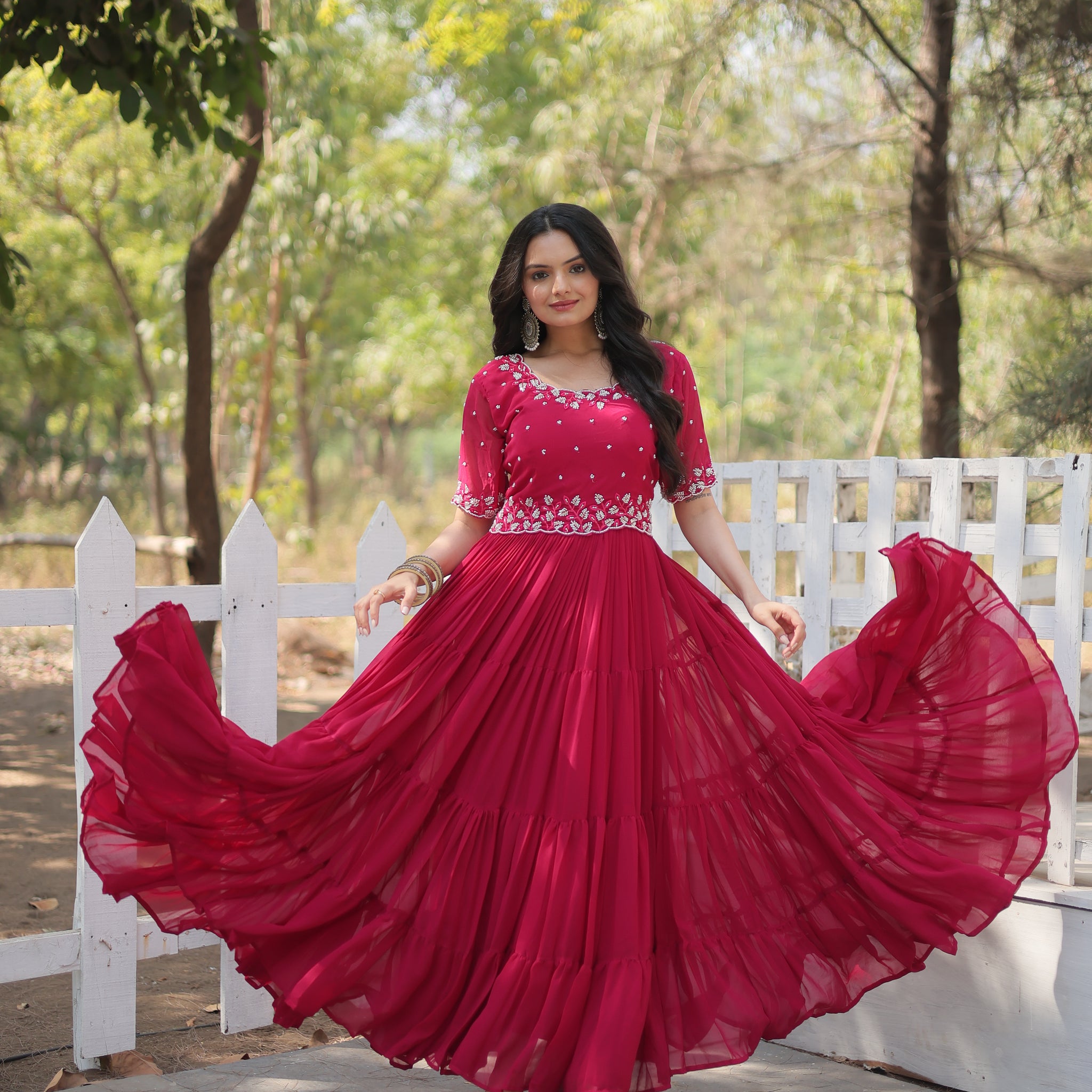 TILTON FESTIVAL SPECIAL BEADS EMBROIDERY WORK GOWN