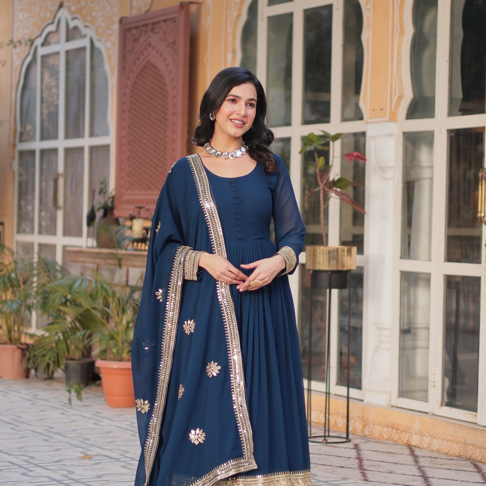 TILTON WEDDING SPECIAL FAUX BLOOMING EMBRIDERED GOWN WITH DUPATTA