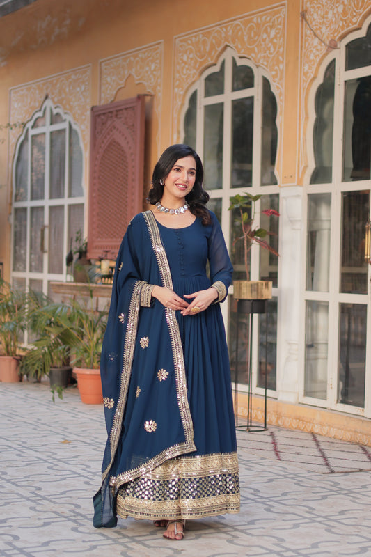 TILTON WEDDING SPECIAL FAUX BLOOMING EMBRIDERED GOWN WITH DUPATTA