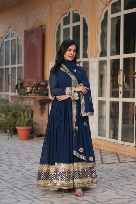 TILTON WEDDING SPECIAL FAUX BLOOMING EMBRIDERED GOWN WITH DUPATTA