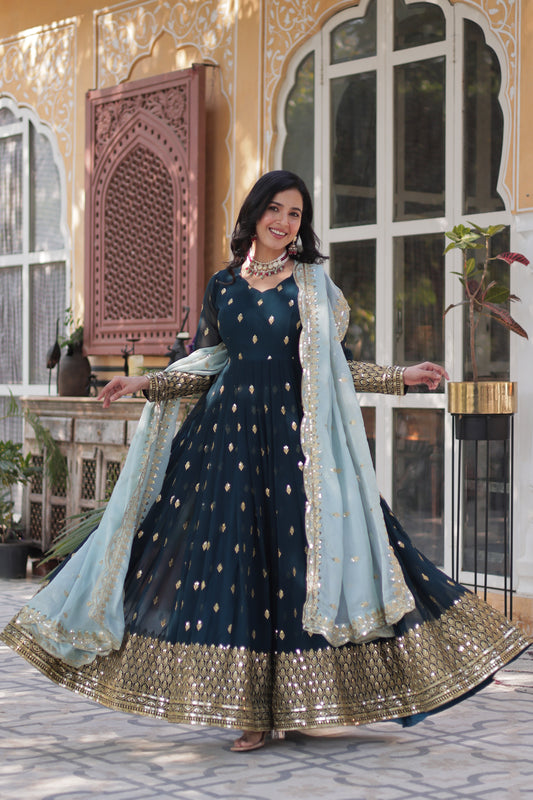 TILTON WEDDING SPECIAL BLOOMING EMBROIDERED GOWN WITH DUPATTA