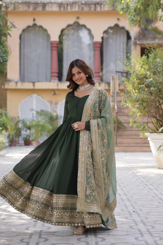 TILTON WEDDING SPECIAL SIMMER VICHITRA RICH SEQUENCE EMBROIDERED GOWN WITH DUPATTA