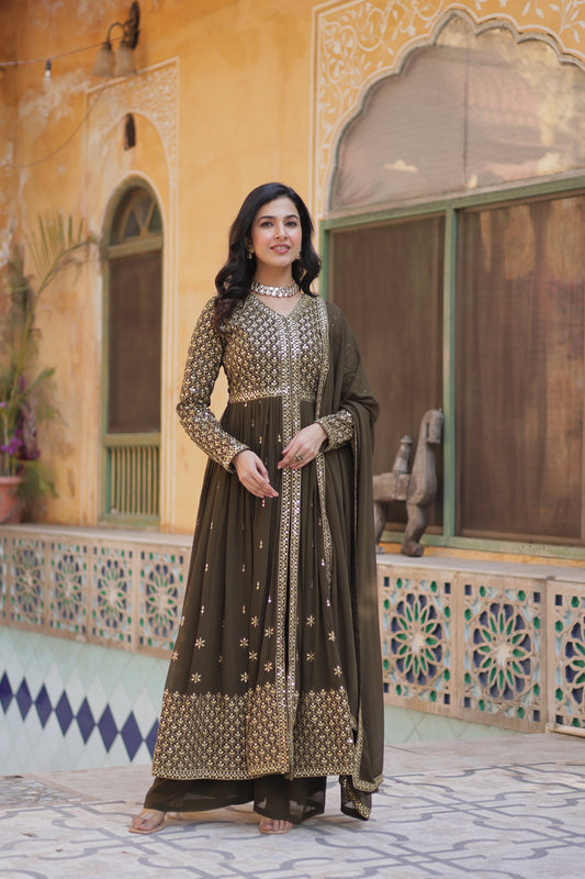 TILTON WEDDING SPECIAL FAUX GEORGETTE EMBROIDERED GOWN WITH BOTTOM AND DUPATTA