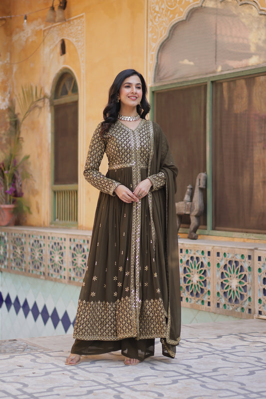TILTON WEDDING SPECIAL FAUX GEORGETTE EMBROIDERED GOWN WITH BOTTOM AND DUPATTA