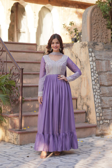 TILTON WEDDING SPECIAL  GEORGETTE BEADS SEQUANCE EMBROIDERED GOWN WITH DUPATTA