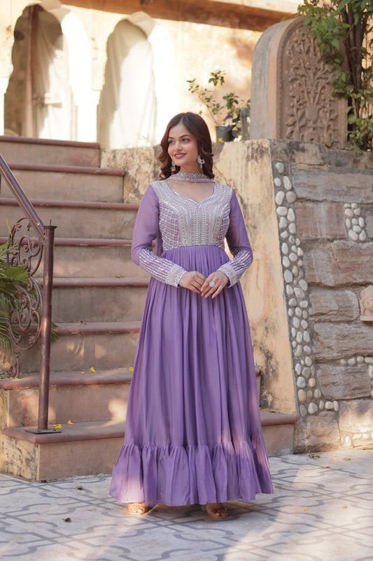TILTON WEDDING SPECIAL  GEORGETTE BEADS SEQUANCE EMBROIDERED GOWN WITH DUPATTA