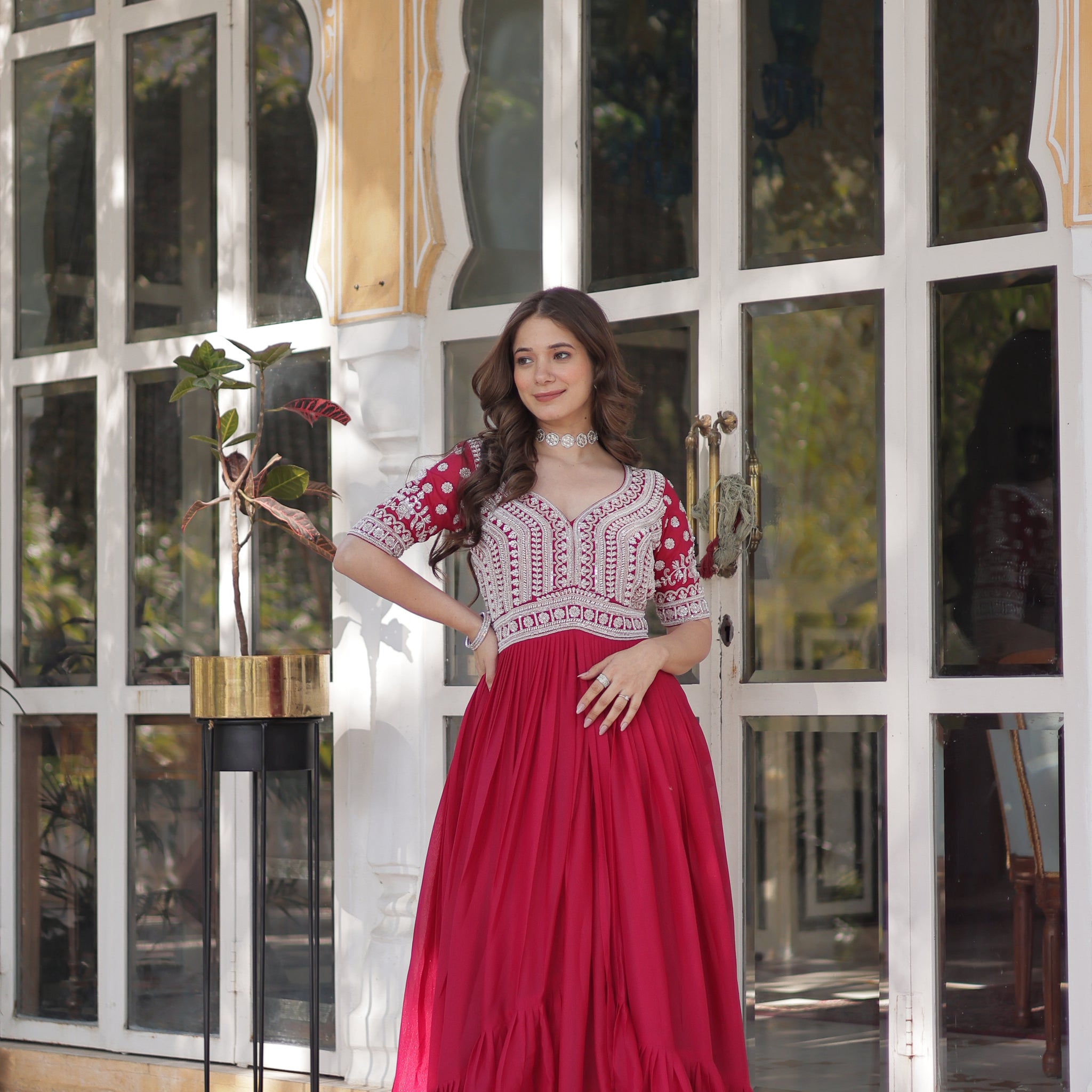 TILTON STAR GEORGETTE BEADS EMBROIDARY KURTI WITH  LEHENGA