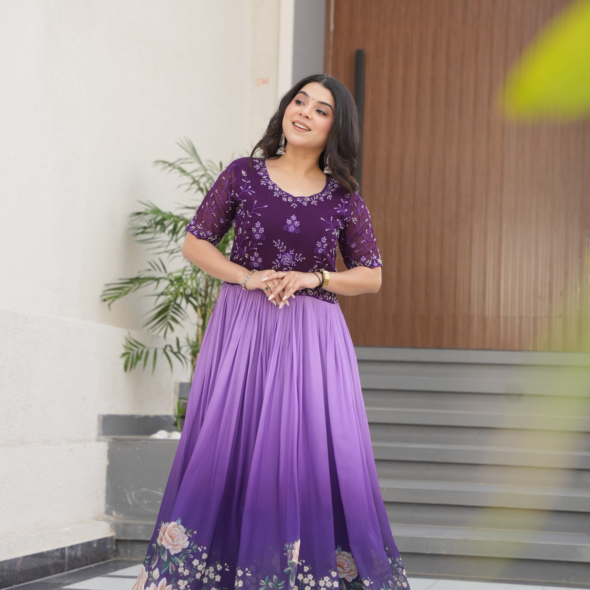 TILTON FAUX BLOOMING BEADS EMBROIDERED GOWN