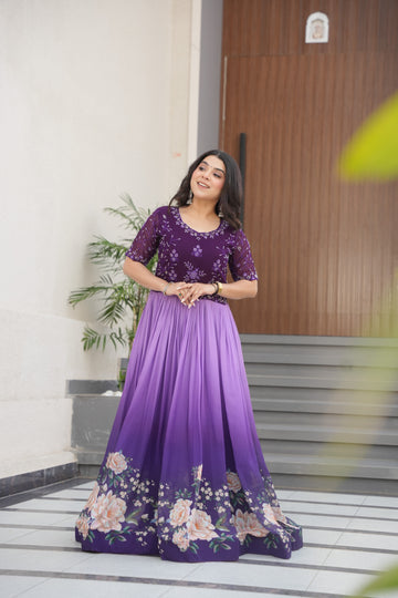 TILTON FAUX BLOOMING BEADS EMBROIDERED GOWN