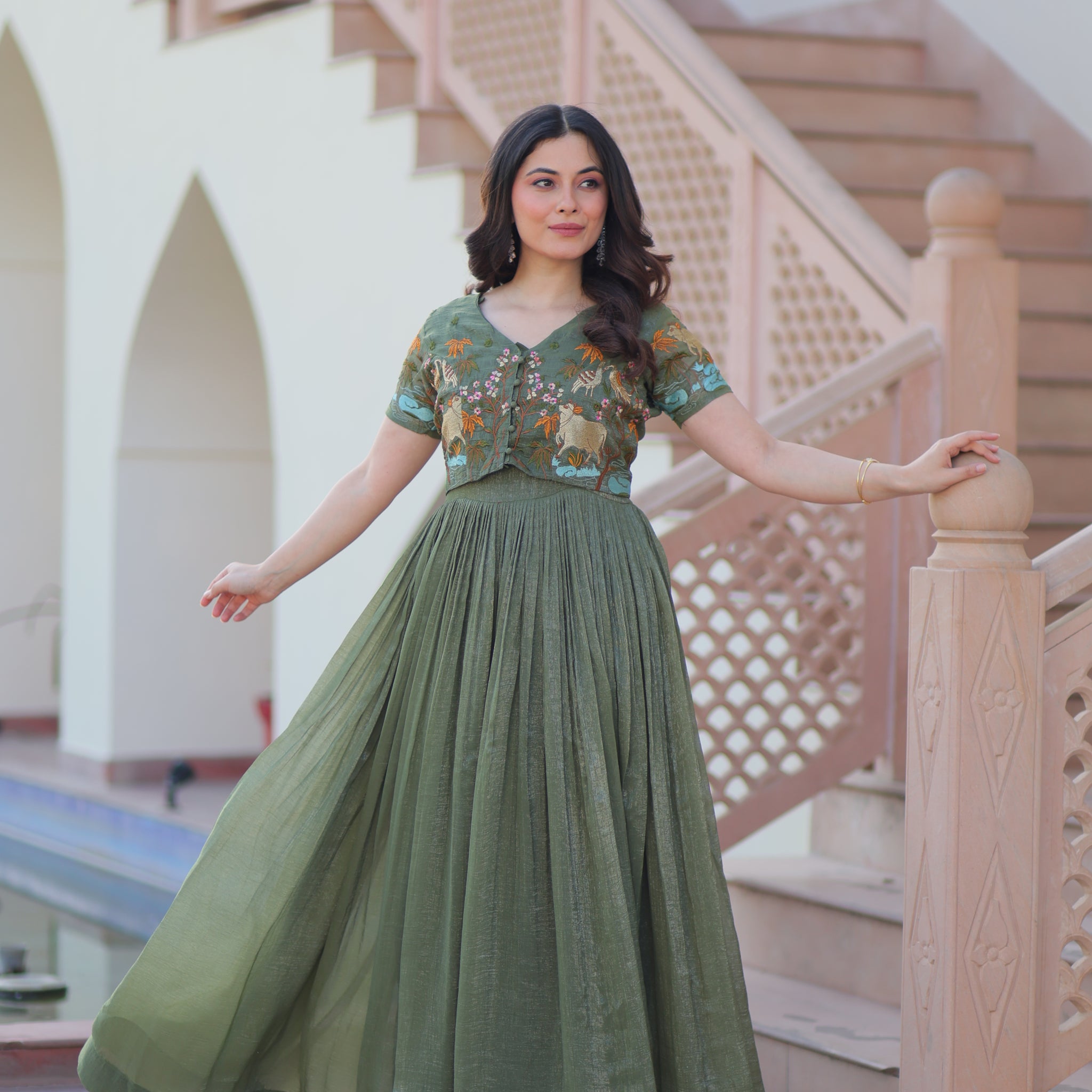 TILTON FESTIVAL SPECIAL CRUNCHY EMBROIDERED KOTI GOWN