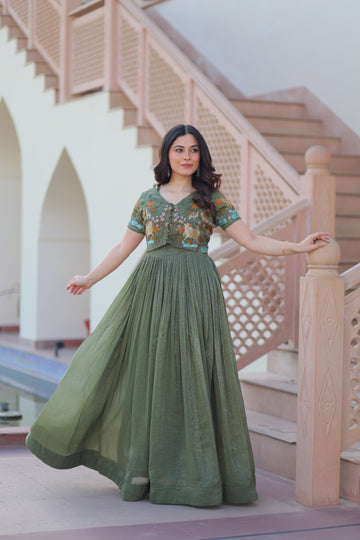 TILTON FESTIVAL SPECIAL CRUNCHY EMBROIDERED KOTI GOWN