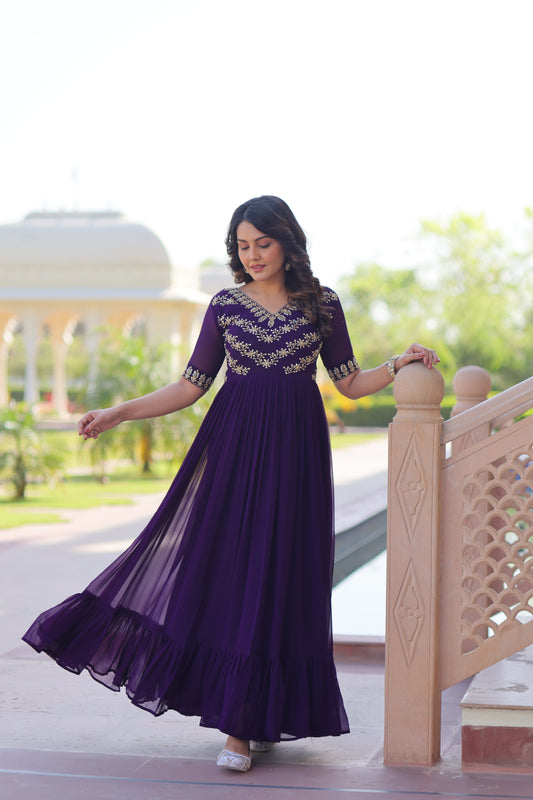 TILTON FESTIVAL SPECIAL FAUX BLOOMING BEADS EMBROIDERED GOWN