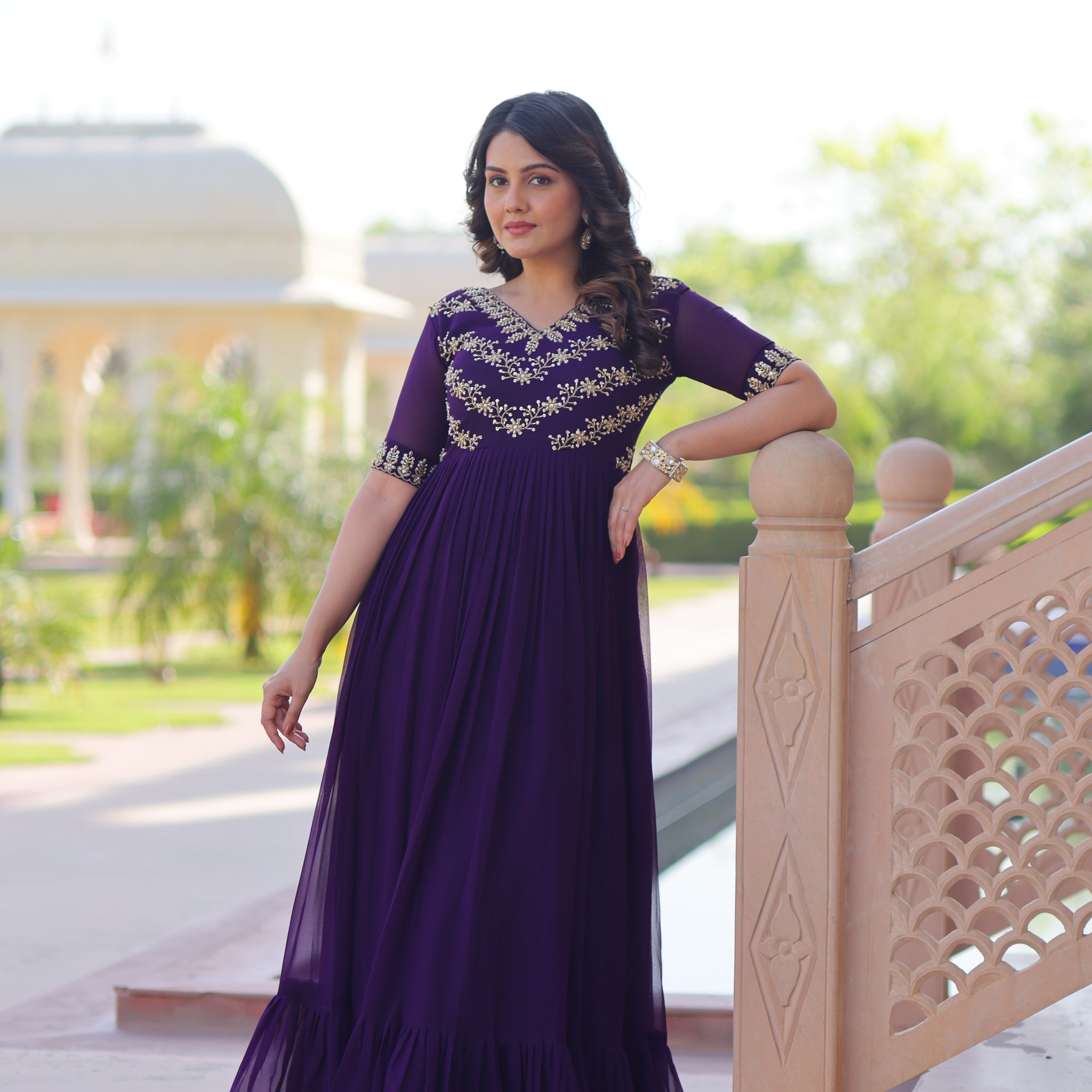 TILTON FESTIVAL SPECIAL FAUX BLOOMING BEADS EMBROIDERED GOWN