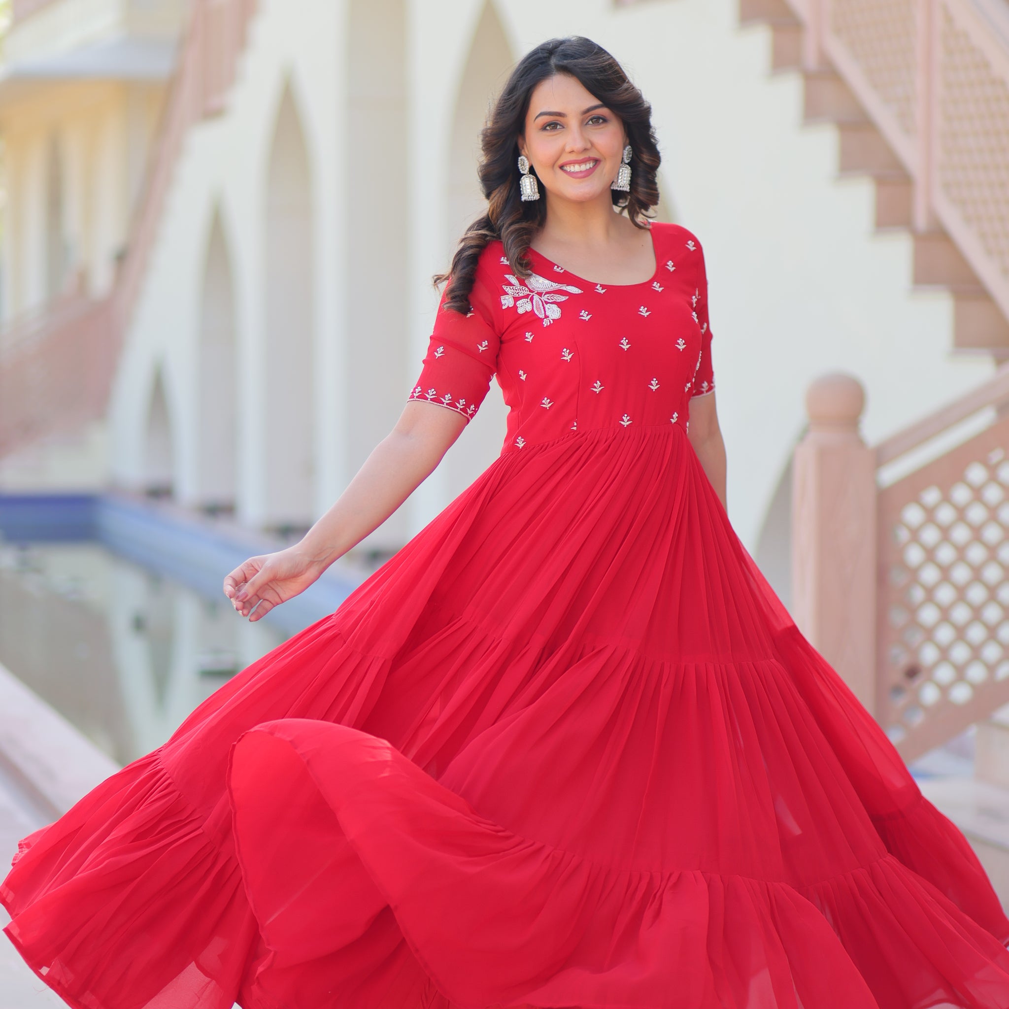 TILTON FESTIVAL SPECIAL FAUX BLOOMING BEADS EMBROIDERED GOWN