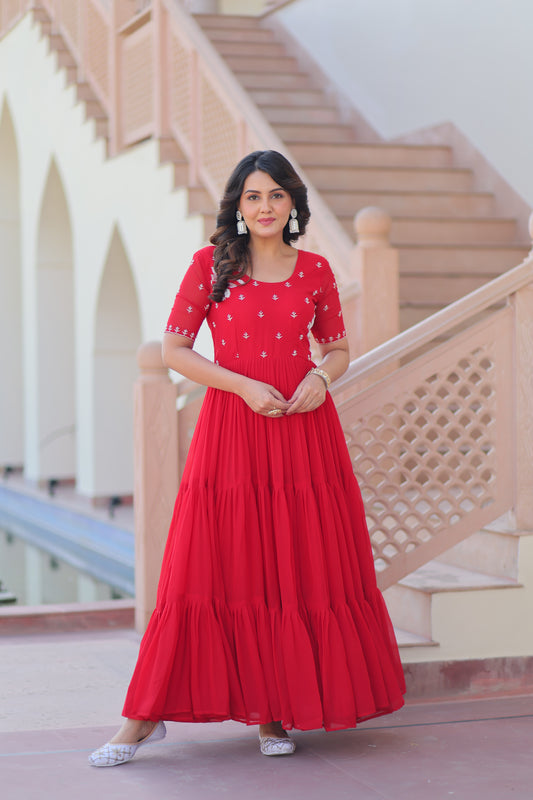 TILTON FESTIVAL SPECIAL FAUX BLOOMING BEADS EMBROIDERED GOWN