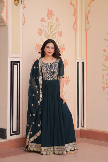 TILTON FESTIVE SPECIAL FAUX BLOOMING EMBROIDERED GOWN WITH DUPATTA
