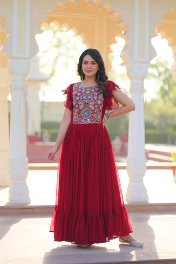 TILTON FESTIVE SPECIAL FAUX BLOOMING BEADS EMBROIDERED GOWN