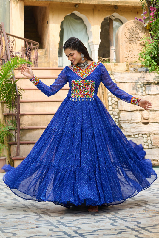 TILTON LAHERIYA PRINT PATCHWORK GOWN