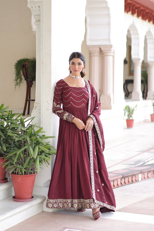 TILTON VICHITRA SILK RICH SEQUINS EMBROIDERED GOWN WITH DUPATTA