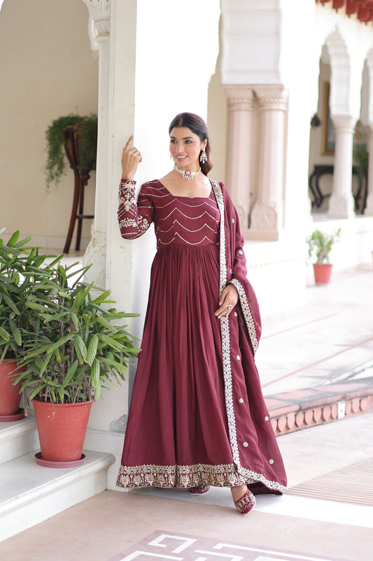TILTON VICHITRA SILK RICH SEQUINS EMBROIDERED GOWN WITH DUPATTA