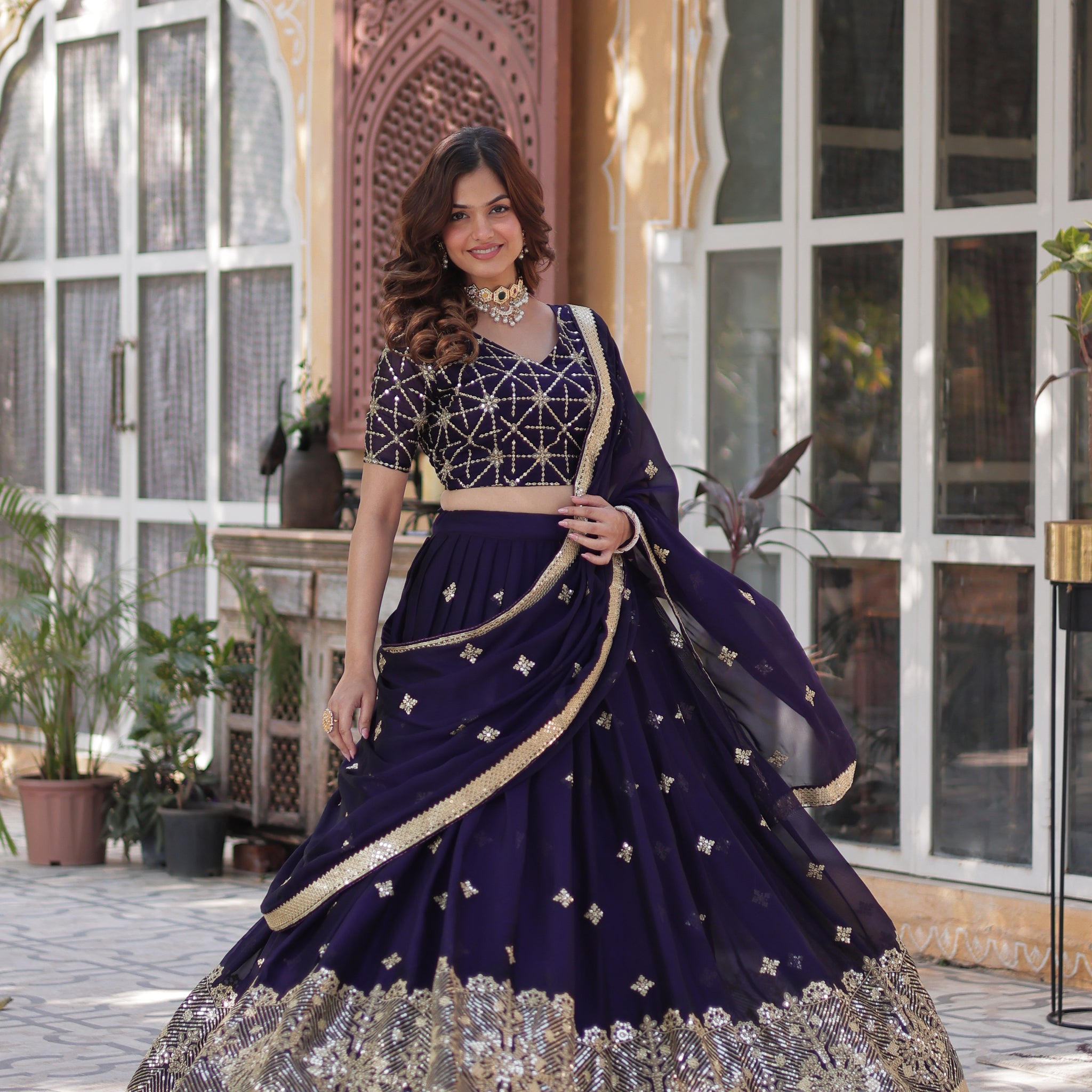 TILTON WEDDING SPECIAL RANGOLI SILK SEQUINS EMBROIDERED LEHENGA CHOLI