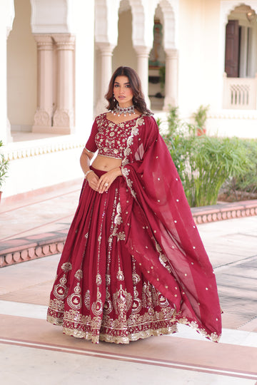 TILTON VICHITRA SILK HEAVY SEQUINS AND EMBROIDERED LEHENGA CHOLI WITH DUPATTA