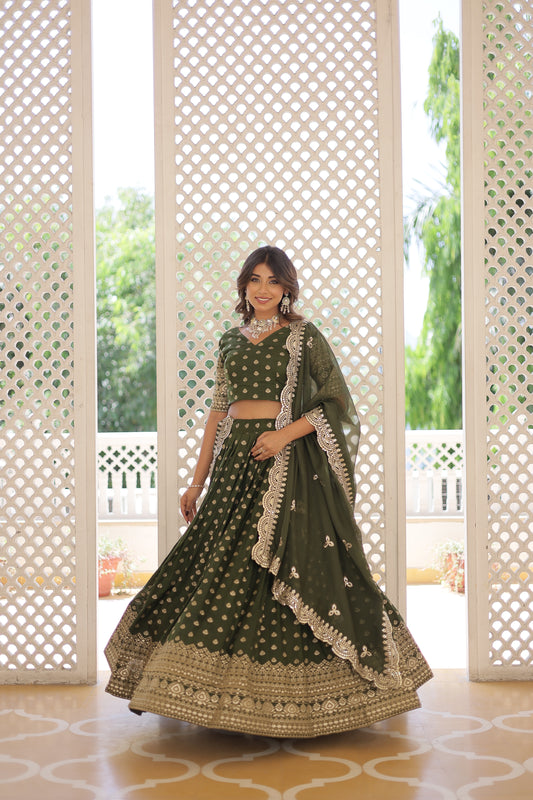 TILTON DAYBLE VISCOSE JACQUARD LEHENGA SET