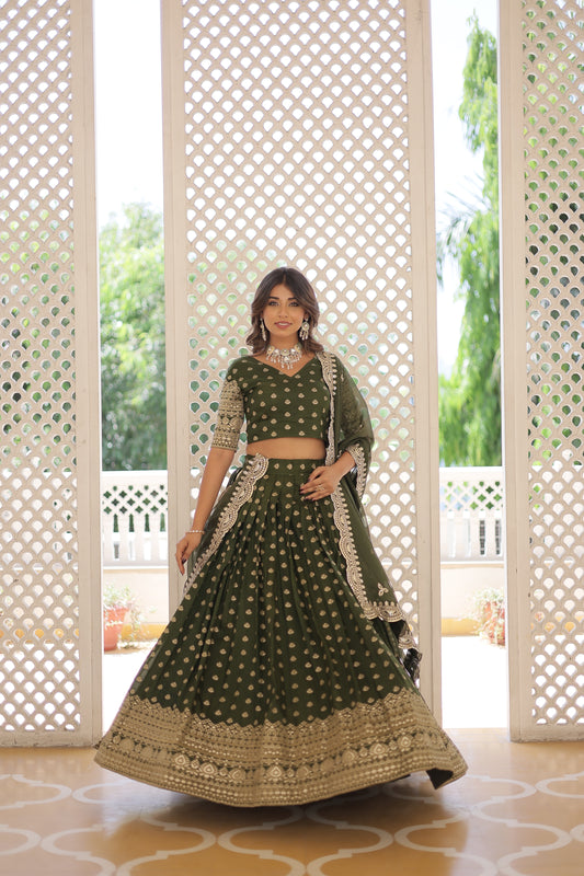 TILTON DAYBLE VISCOSE JACQUARD LEHENGA SET