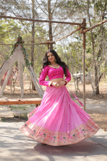 TILTON DAYBLE VISCOSEKALAMKARI JARI WEAVING LEHENGA CHOLI