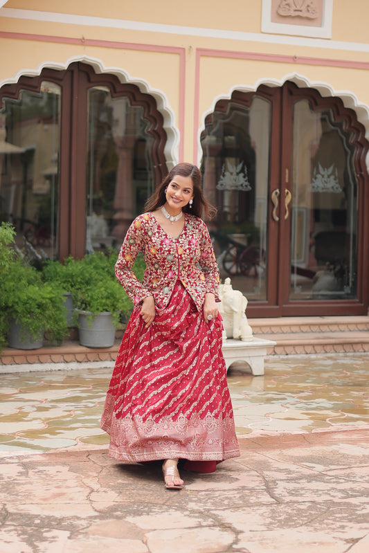 TILTON WEDDING SPECIAL PURE DAYBLE VISCOSE JEQUARD LEHENGA CHOLI