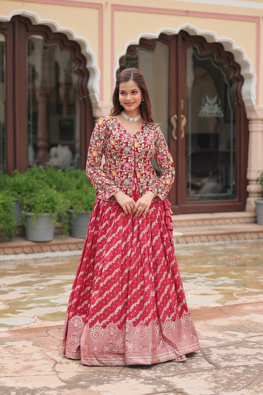 TILTON WEDDING SPECIAL PURE DAYBLE VISCOSE JEQUARD LEHENGA CHOLI