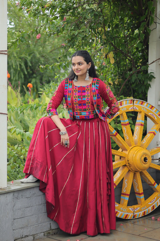 TILTON NAVRATRI SPECIAL GAMTHI EMNBROIDERED LEHENGA CHOLI WITH KOTI