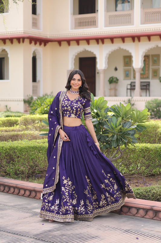 TILTON WEDDING SPECIAL NC VICHITRA SILK HEAVY SEQUINS EMBROIDERED LEHENGA CHOLI WITH DUPATTA