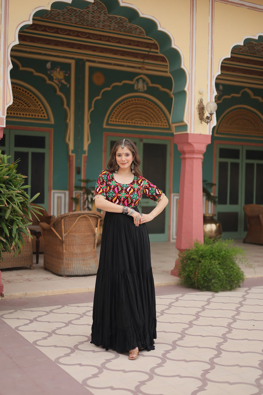 TILTON NAVRATRI SPECIAL RAYON GAMTHI WORK GOWN