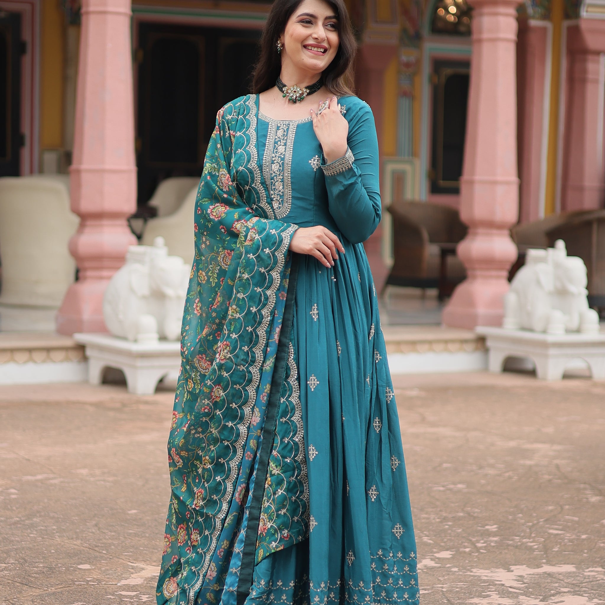 TILTON FESTIVAL SPECIAL SEQUINS EMBROIDERES GOWN WITH DUPATTA