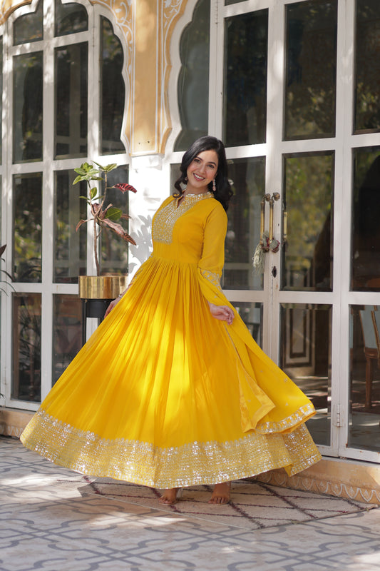 TILTON WEDDING SPECIAL BLOOMING GEORGETTE SEQUINS EMBROIDERED GOWN WITH DUPATTA