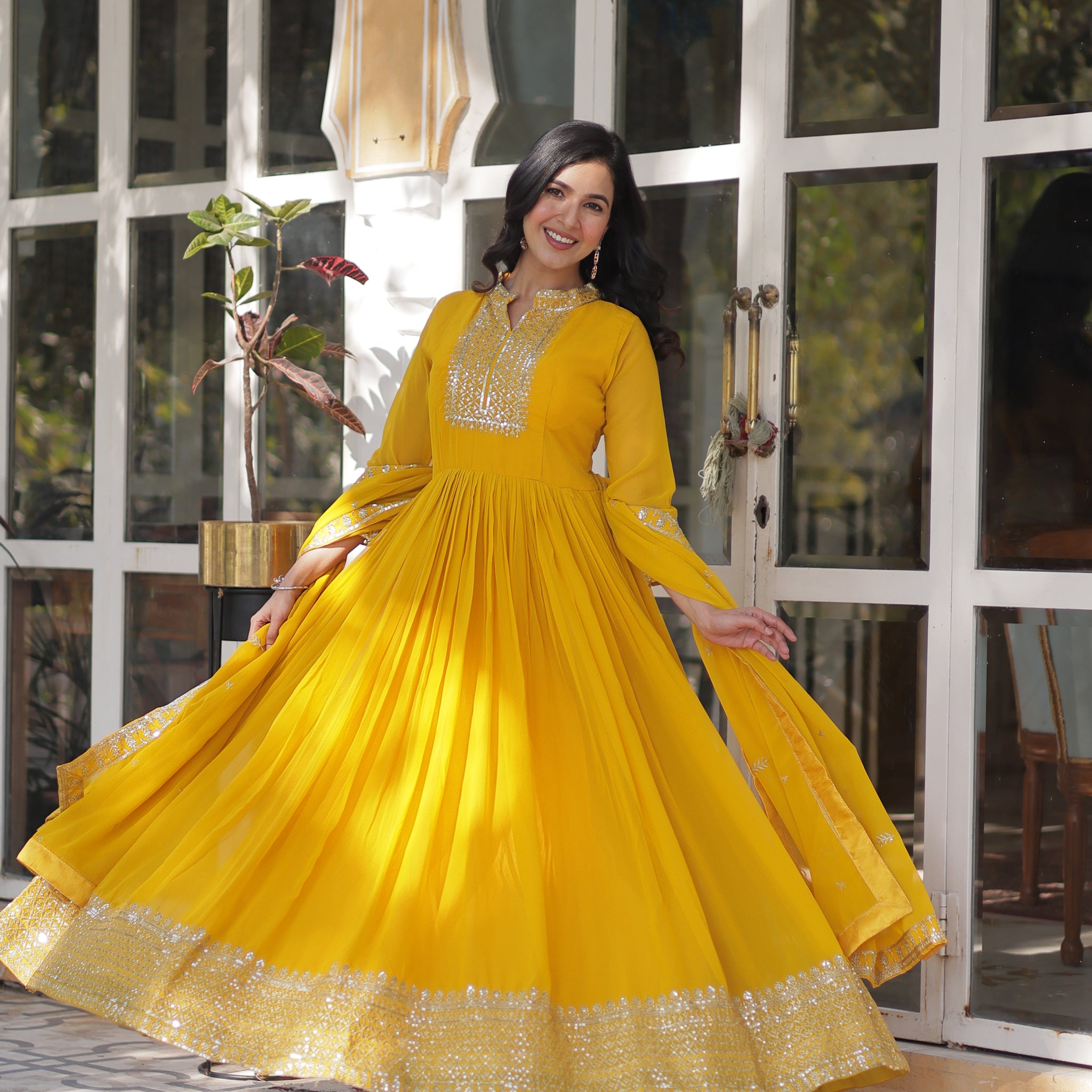 TILTON WEDDING SPECIAL BLOOMING GEORGETTE SEQUINS EMBROIDERED GOWN WITH DUPATTA